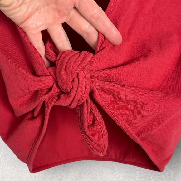 Aritzia Red Puff Sleeve Tie Front Crop‎ Top Womens Size Medium Sunday Best 77868 - Picture 8 of 15